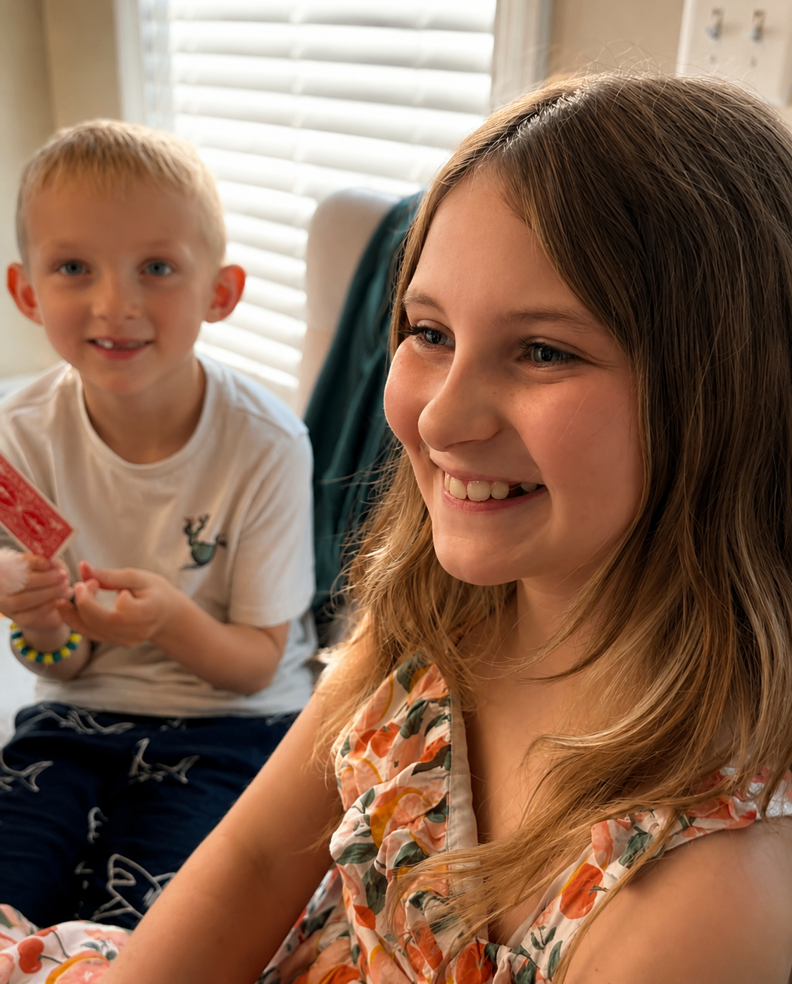 Two children watching a magic moment together with wonder